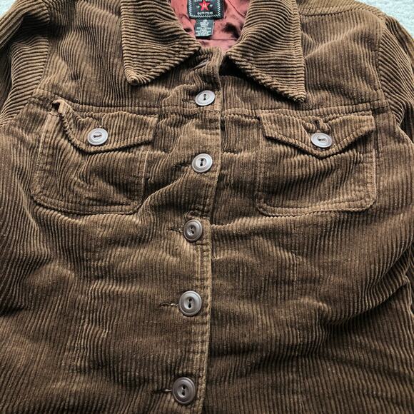 American Eagle Corduroy Jacket Women's Small S Long Sleeve Lined Pocket Brown - Picture 6 of 8